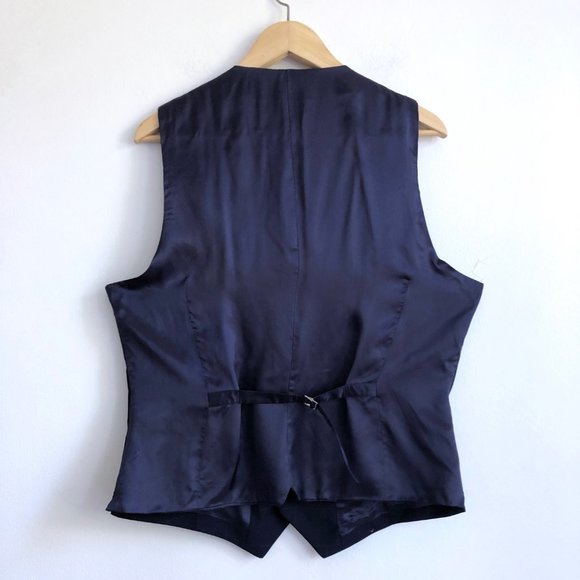 MANGO Mens Suit Vest Blue Windowpane Check Wool 42 - Picture 7 of 15